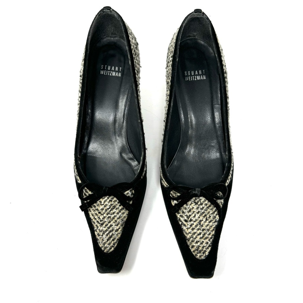 STUART WEITZMAN black suede and tweed heels, size 9 - Picture 1 of 10